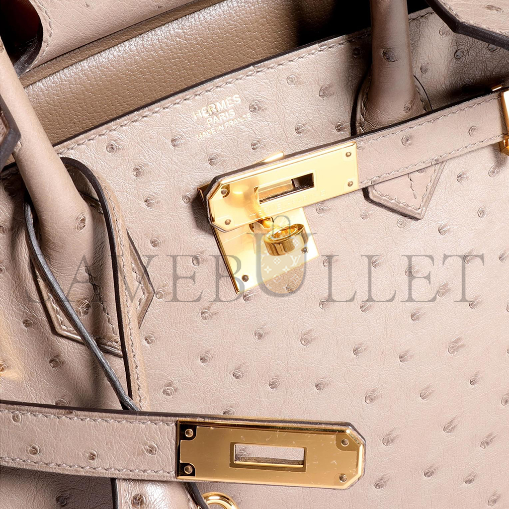 HERMES MASTER BIRKIN 30 OSTRICH TRENCH BEIGE GOLD HARDWARE 172854 (30*22*16cm)